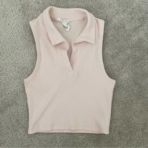 Full Tilt Baby Pink Sleeveless Collared Top